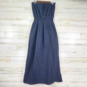 Athleta Navy Blue Strapless Maxi Dress